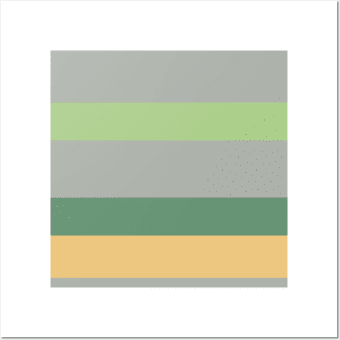 An occassional dough of Silver Foil, Onyx, Slate Green, Laurel Green and Sand stripes. Posters and Art